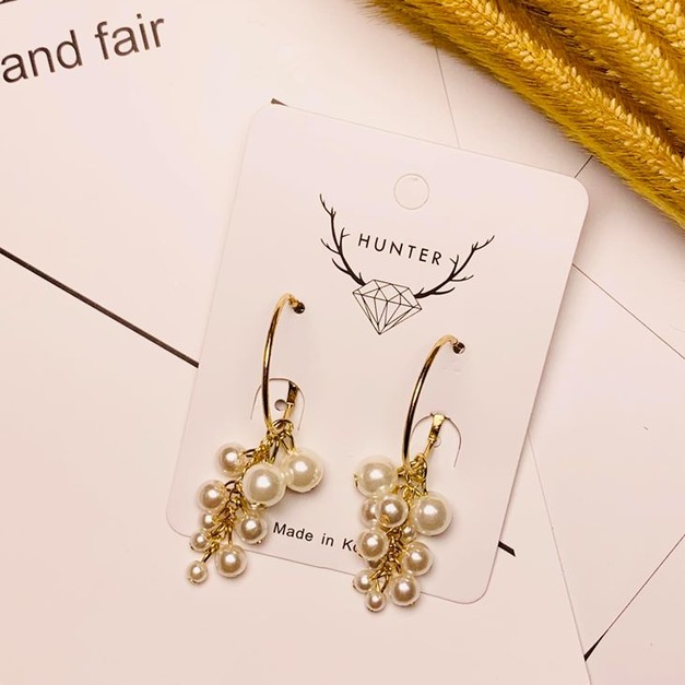 迷你珍珠串耳環