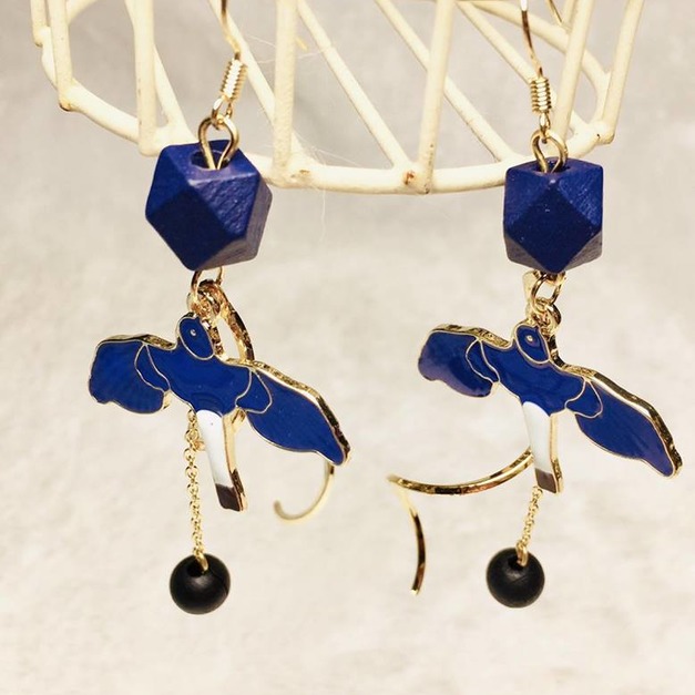 夏日慶典日式燕子耳環(藍)