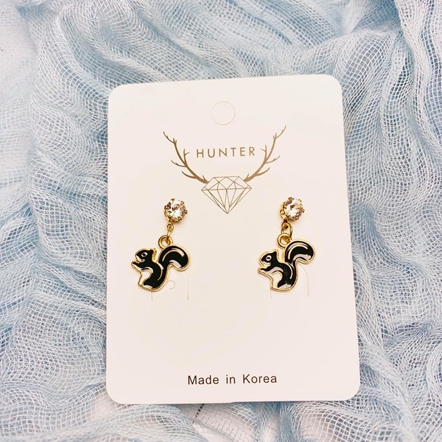 小松鼠水鑽耳釘