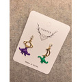 星球月亮小恐龍耳環(紫綠)