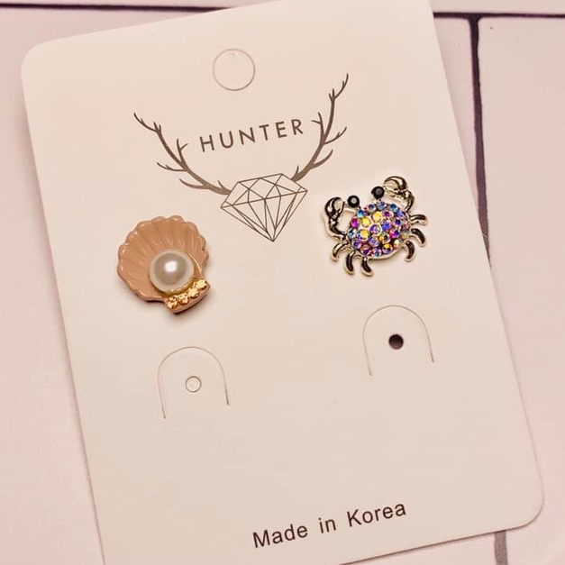 迷你珍珠貝殼小螃蟹耳飾