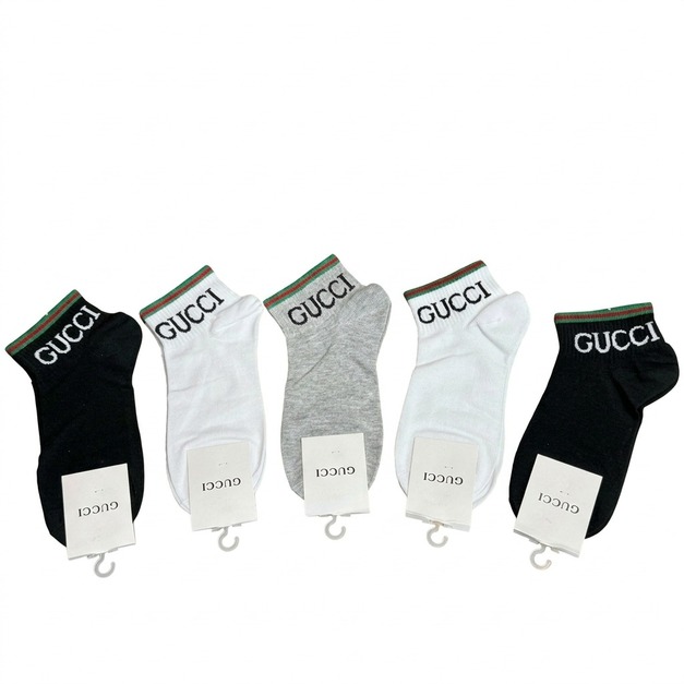 GUCCI 字母LOGO短襪 (一盒五雙)