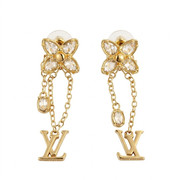 LOUIS VUITTON 金色四葉草垂墜耳環