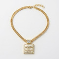 CHANEL 方鑽正方形雙C項鍊