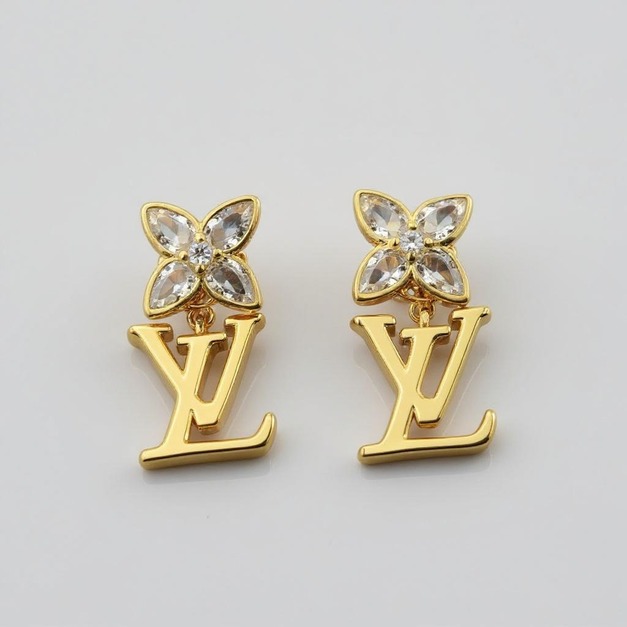 LOUIS VUITTON 鑲鑽四葉草LV耳環