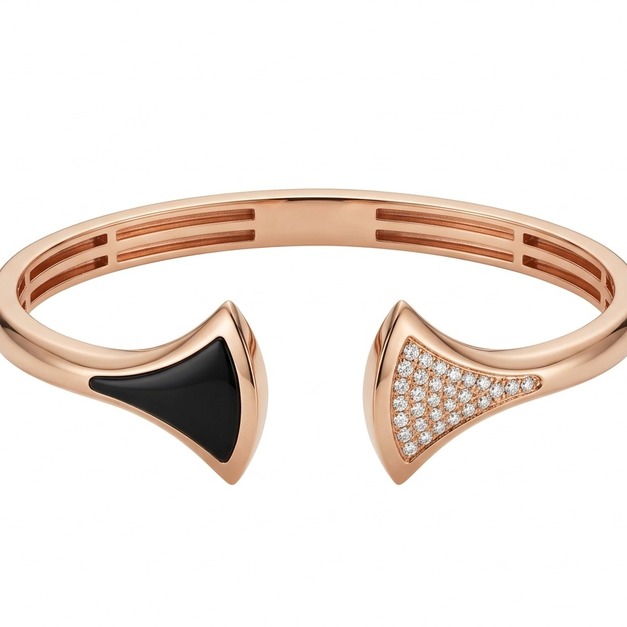 BVLGARI 黑扇形滿鑽手鐲