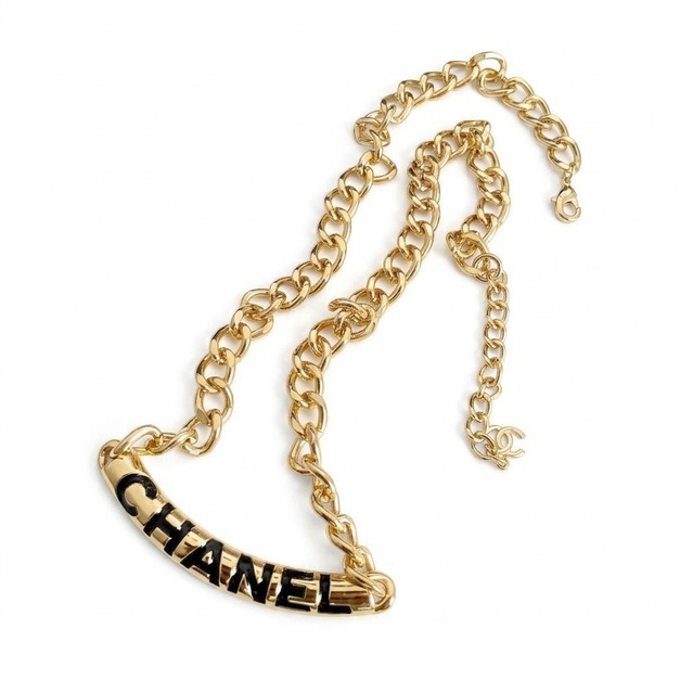 CHANEL 金色鏈條項鍊 (黑色)