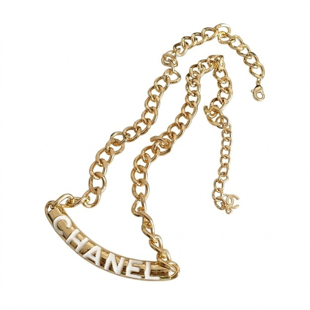 CHANEL 金色鏈條項鍊 (白色)