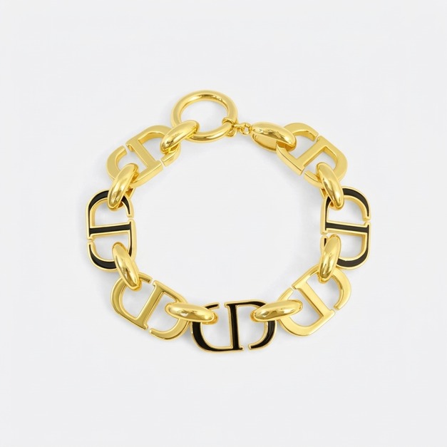 DIOR 金屬CD字母黑色鏈條手鍊