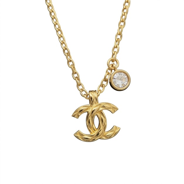 CHANEL 香菱格雙c圓鑽項鍊