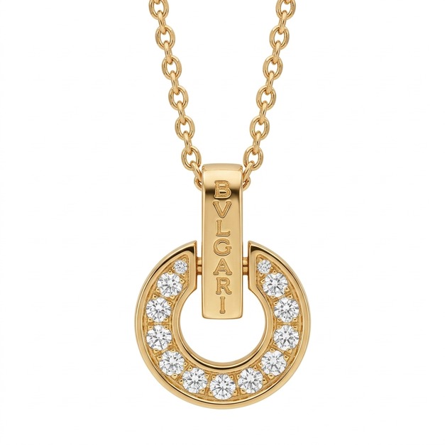 BVLGARI 鑲鑽圓環項鍊 (金)