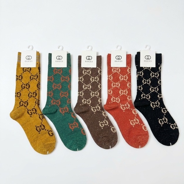 GUCCI 滿版LOGO長襪 (一盒五雙)