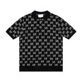 GUCCI 滿印字母提花針織衫短袖POLO (黑)