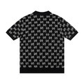 GUCCI 滿印字母提花針織衫短袖POLO (黑)_1
