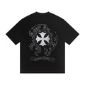 CHROME HEARTS 燙鑽馬蹄鐵十字架短袖 (黑)