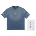 BALENCIAGA 水洗燒花LOGO短袖 (藍)