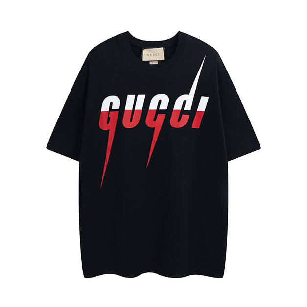 GUCCI 刀鋒閃電LOGO短袖 (黑)