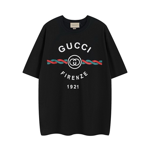 GUCCI 百年系列麻花雙扣短袖 (黑)