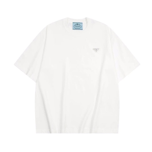 PRADA 左胸小三角標LOGO短袖 (白)