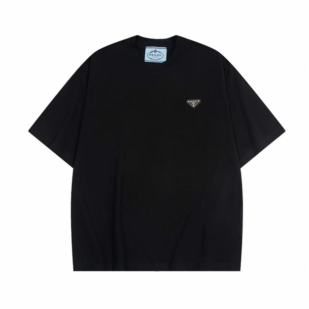 PRADA 左胸小三角標LOGO短袖 (黑)