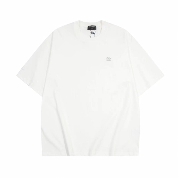 CHANEL 左胸經典小LOGO短袖 (白)