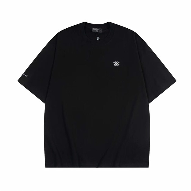 CHANEL 左胸經典小LOGO短袖 (黑)