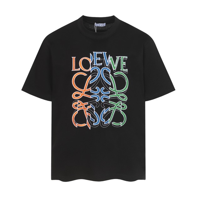 LOEWE 三色刺繡LOGO短袖 (黑)