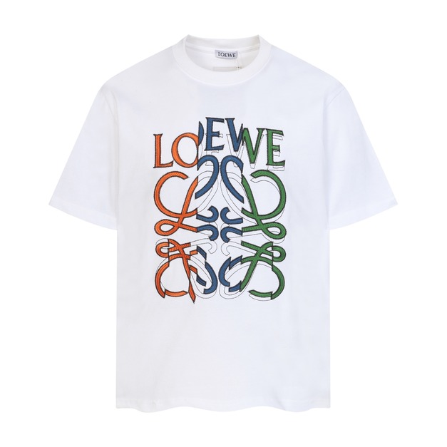 LOEWE 三色刺繡LOGO短袖 (白)
