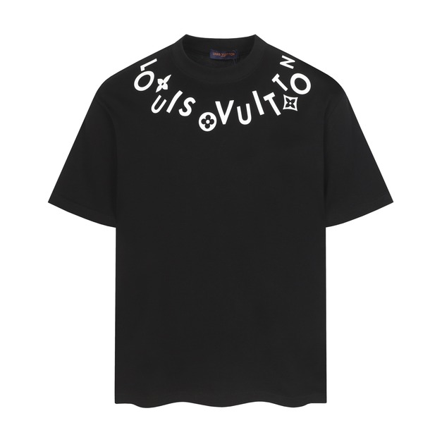 LOUIS VUITTON 肩部字母印花短袖 (黑)
