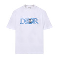 DIOR 藍色刺繡Logo小貓短袖 (白)
