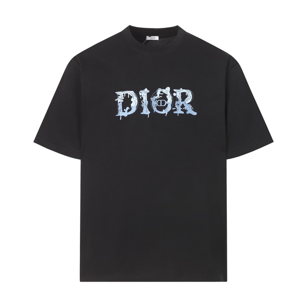 DIOR 胸前冰雪刺繡LOGO短袖 (黑)