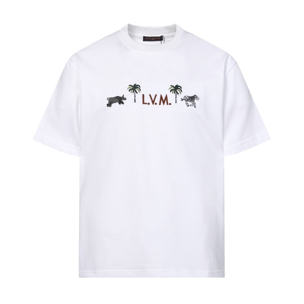 LOUIS VUITTON 椰樹斑馬刺繡短袖 (白)