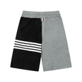 THOM BROWNE 四槓拼色針織短褲（灰黑拼接）_1
