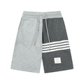 THOM BROWNE 四槓拼色針織短褲（淺灰深灰拼接）