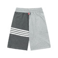 THOM BROWNE 四槓拼色針織短褲（淺灰深灰拼接）_1