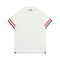 THOM BROWNE 三色條紋短袖Polo衫（白色款）
