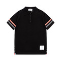 THOM BROWNE 三色條紋短袖Polo衫（黑色款）