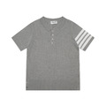 THOM BROWNE 四槓條紋短袖Polo衫 (灰色)
