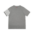 THOM BROWNE 四槓條紋短袖Polo衫 (灰色)_1