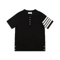 THOM BROWNE 四槓條紋短袖Polo衫 (黑色)