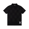 LOUIS VUITTON 下擺Logo刺繡短袖Polo衫 (黑色)