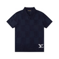 LOUIS VUITTON 下擺Logo刺繡短袖Polo衫 (藍色)