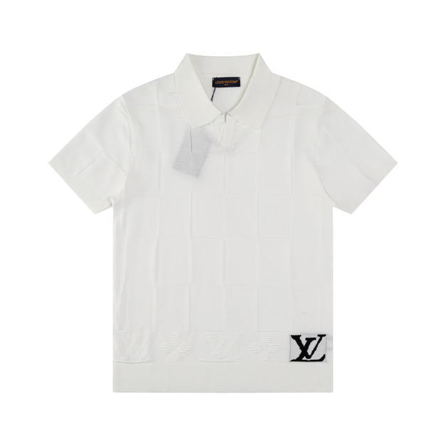 LOUIS VUITTON 下擺Logo刺繡短袖Polo衫 (白色)