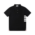 THOM BROWNE 四槓條紋短袖Polo衫 (黑色)