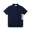 THOM BROWNE 四槓條紋短袖Polo衫 (藍色)