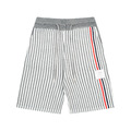 THOM BROWNE 灰白條紋短褲（帶紅白藍側邊條紋）