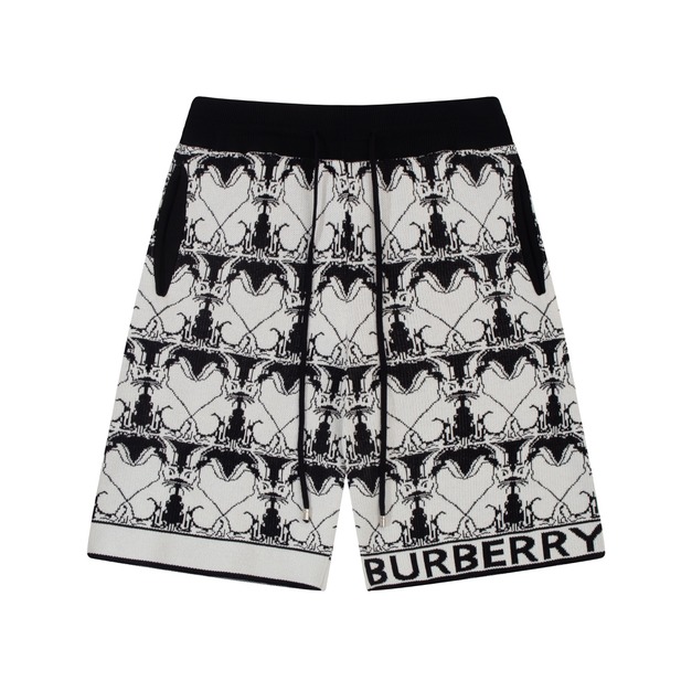 BURBERRY 騎士圖案印花短褲（黑白款）