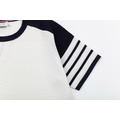 THOM BROWNE 四槓拼色針織短袖 (黑)_3