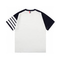 THOM BROWNE 四槓拼色針織短袖 (黑)_2