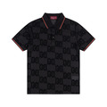 GUCCI GG Logo滿版印花短袖Polo衫 (黑)